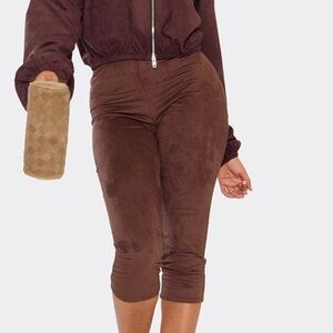 Faux Suede Capri Pants
